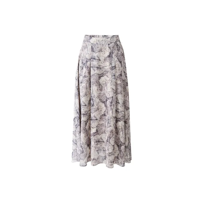 YALIDA Casual Long Skirts Women's Gray-0