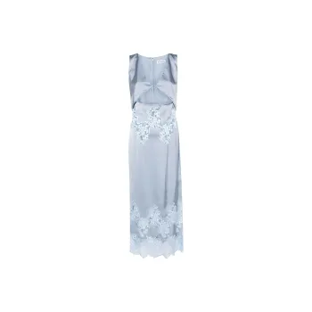 Self portrait Lace Insert Satin Midi Dress