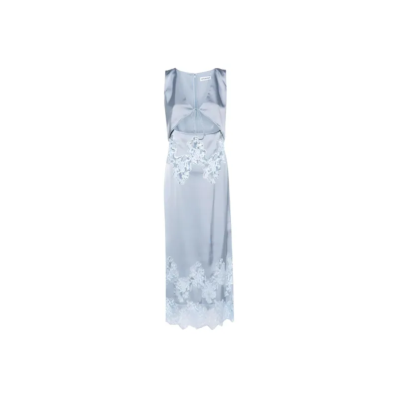 Self portrait Lace Insert Satin Midi Dress-0