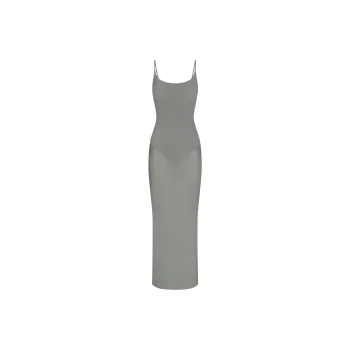 SKIMS MILKY SHEER LOW BACK LONG DRESS Slip Dresses Women's GUNMETAL/Bronze