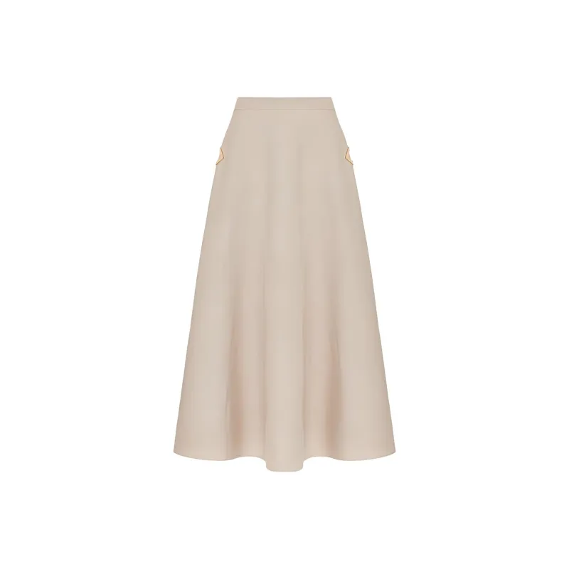 Valentino Logo Plaque High Waist Midi Skirt-0