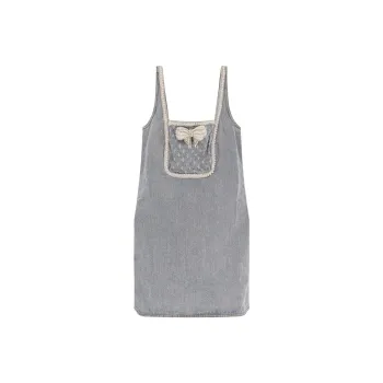 Self portrait Denim Bow Embellished Mini Dress