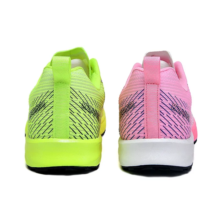 KZANSI Abrasion Resistant Slip Resistant Low Top Running Shoes Men's Green Pink-1