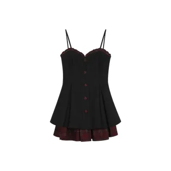 ANNIBUHUO Slip Dress Women's Black