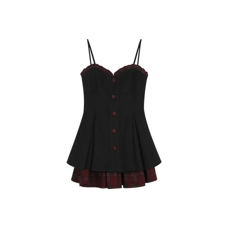 ANNIBUHUO Slip Dress Women's Black-0