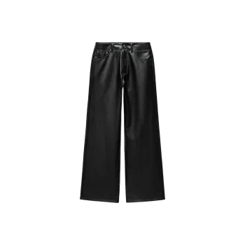 ZARA ZW Series Leather Pants Women's Black