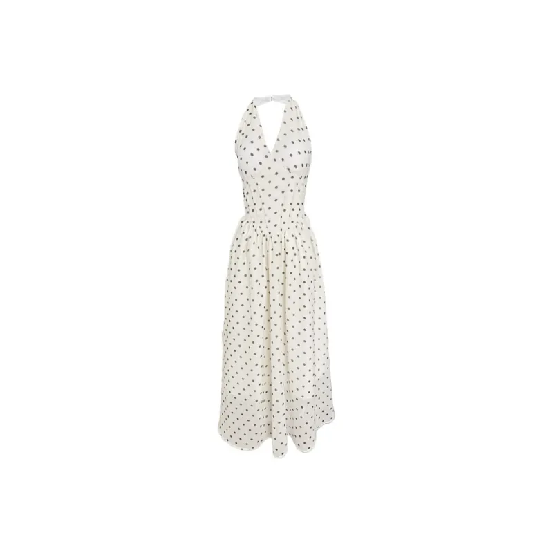 Yvetteclassic Sleeveless Dress Women's White Polka Dot-0