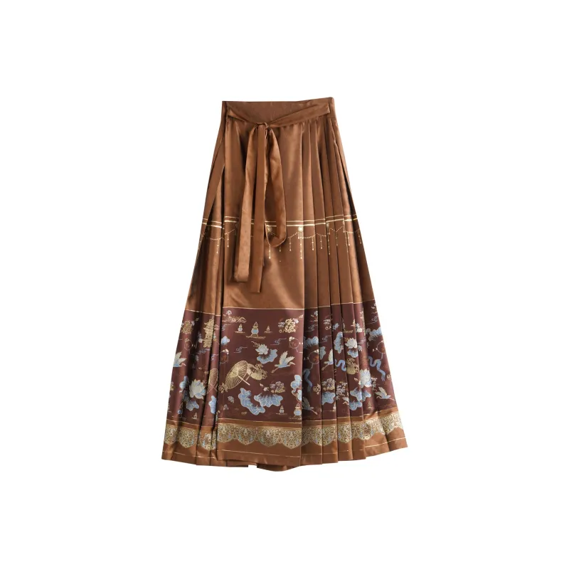 Olrain SS24 Casual Long Skirts Women's Brown-0