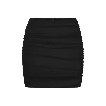 SKIMS SUMMER MESH RUCHED MINI SKIRT Casual Short Skirts Women's ONYX/Onyx
