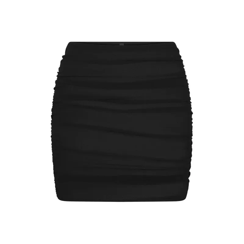 SKIMS SUMMER MESH RUCHED MINI SKIRT Casual Short Skirts Women's ONYX/Onyx-0