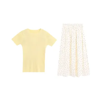 DEDY Two Piece Skirt Sets Women's T-Shirt+Skirt