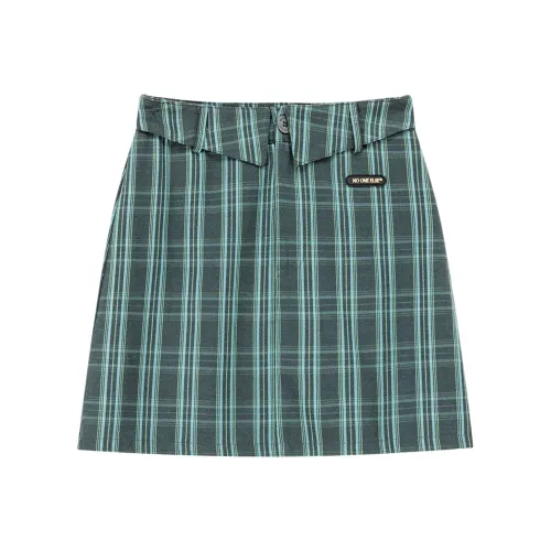 NO ONE ELSE Casual Short Skirts Women's Blue Plaid