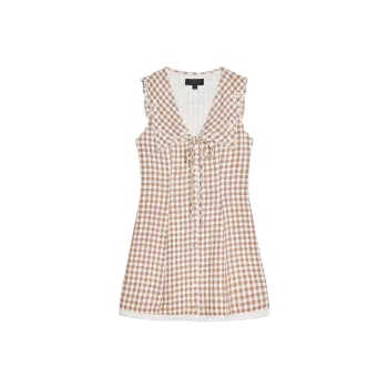 ZARA Sleeveless Dress Women's Brown/White