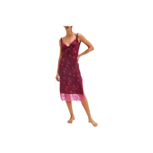 FREE PEOPLE Party Crasher Midi Slip Slip Dresses Women's Plum Combo/Plum Combo