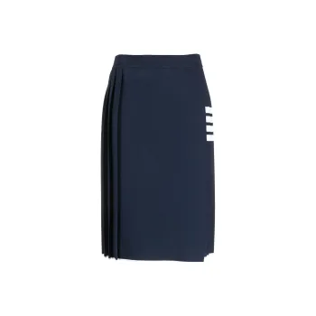 THOM BROWNE 4 Bar Pleated Midi Skirt
