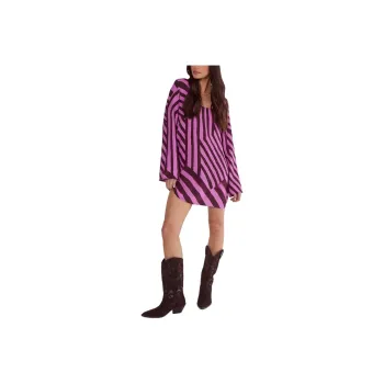 NASTY GAL Abstract Stripe Mini Tunic Dress Long Sleeved Dresses Women's Pink
