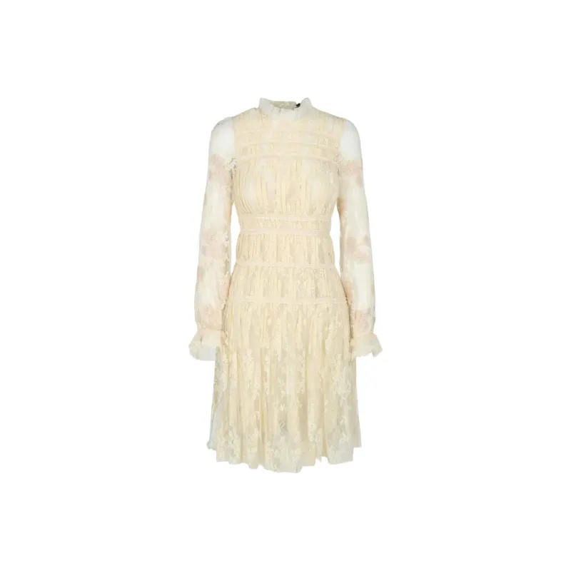 Bottega Veneta Long Sleeved Dress Women's Cream-0