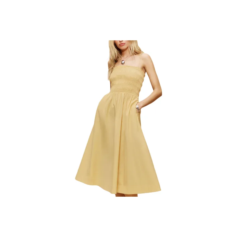 REFORMATION Kerrie Dress Slip Dress Women's Sunshine Yellow Color-0