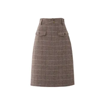 SOON FLOWER Casual Long Skirts Women's Khaki