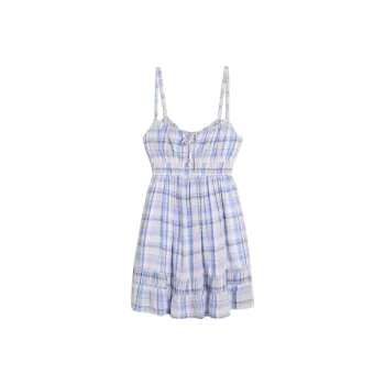 Hollister Slip Dresses Women's Light Blue Plaid