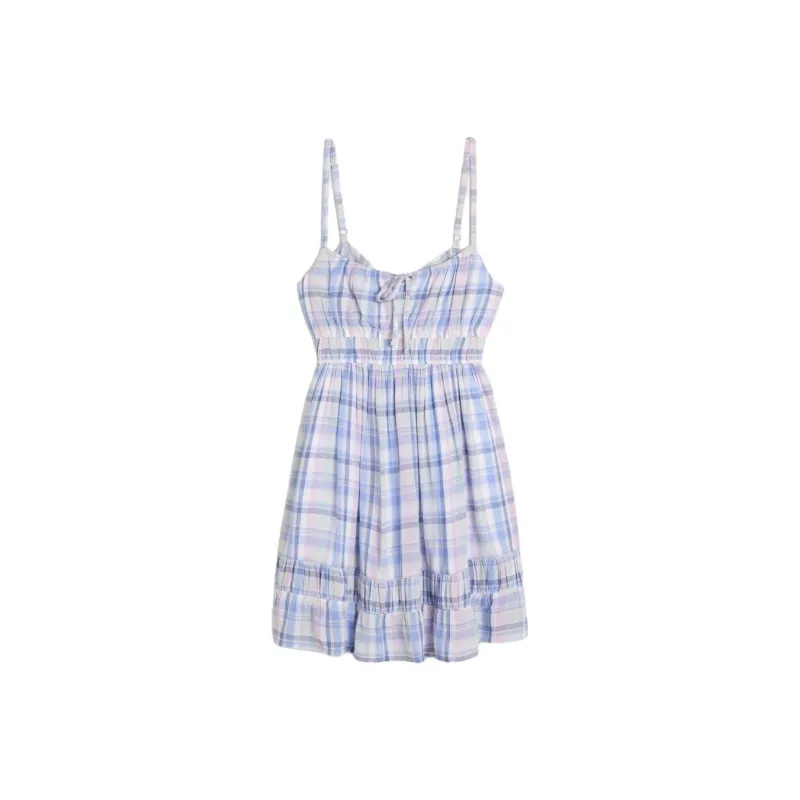 Hollister Slip Dresses Women's Light Blue Plaid-0