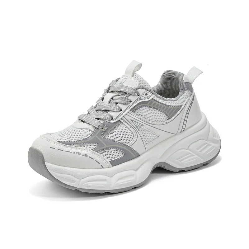 La Chapelle Cushioning, Wear Resistant Low Top Chunky Sneakers Women's White-0