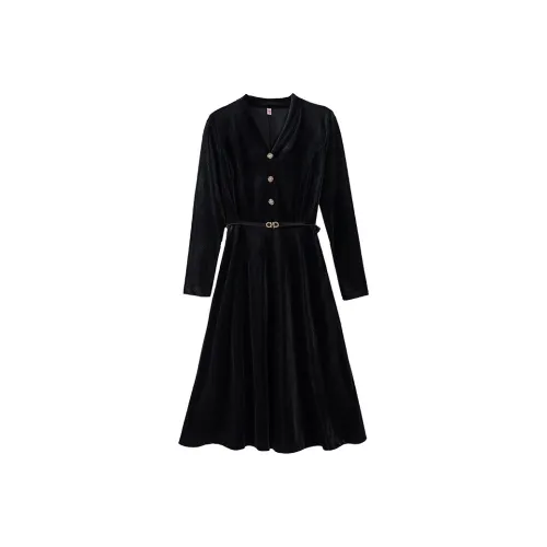 LSVE Long Sleeved Dresses Women's Black