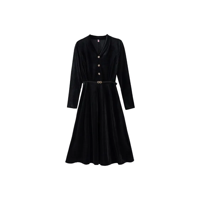 LSVE Long Sleeved Dresses Women's Black-0