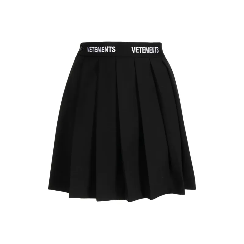 Vetements Logo-waistband Pleated Skirt-0