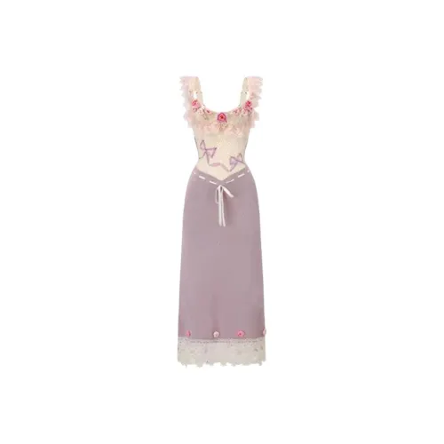 Zonibom Slip Dresses Women's Pink Butterfly Purple