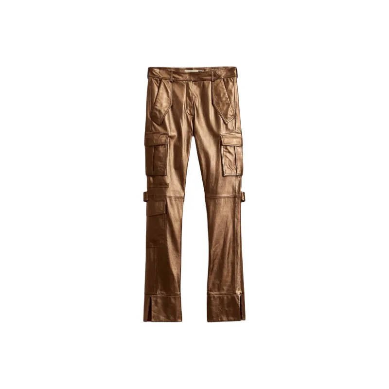 ZARA Leather Pants Women's Gold Child-0
