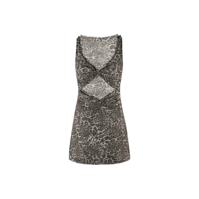 Tiger Mist CAMPBELL MINI DRESS Slip Dresses Women's Animal Print-0