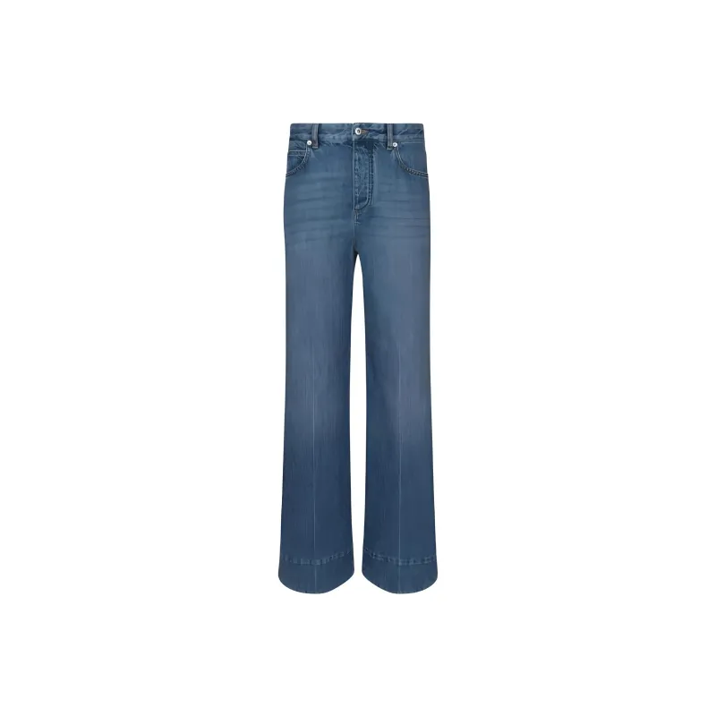Bottega Veneta Mid Rise Palazzo Jeans 'Mid Blue'-0