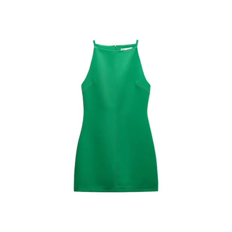 ZARA ZW Series Slip Dresses Women's Green-0