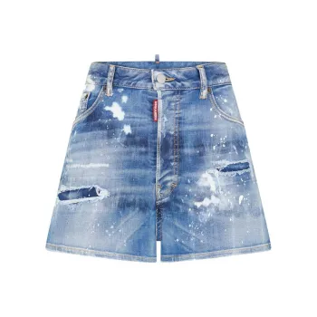 DSQUARED 2 Distressed High Waist Denim Shorts
