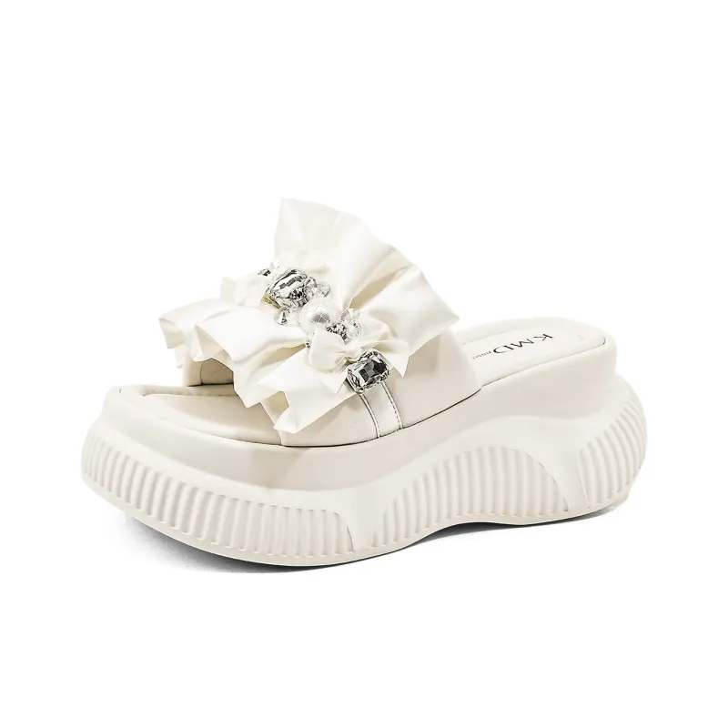 KMD Metal Rhinestone Quiet Slide Slippers Women's-6
