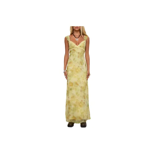 PRINCESS POLLY Fernwood Maxi Dress Slip Dresses Women's Yellow Multi/Yellow Multicolor