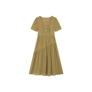 Mo Han Yi Mei Short Sleeved Dress Women's Yellow Green