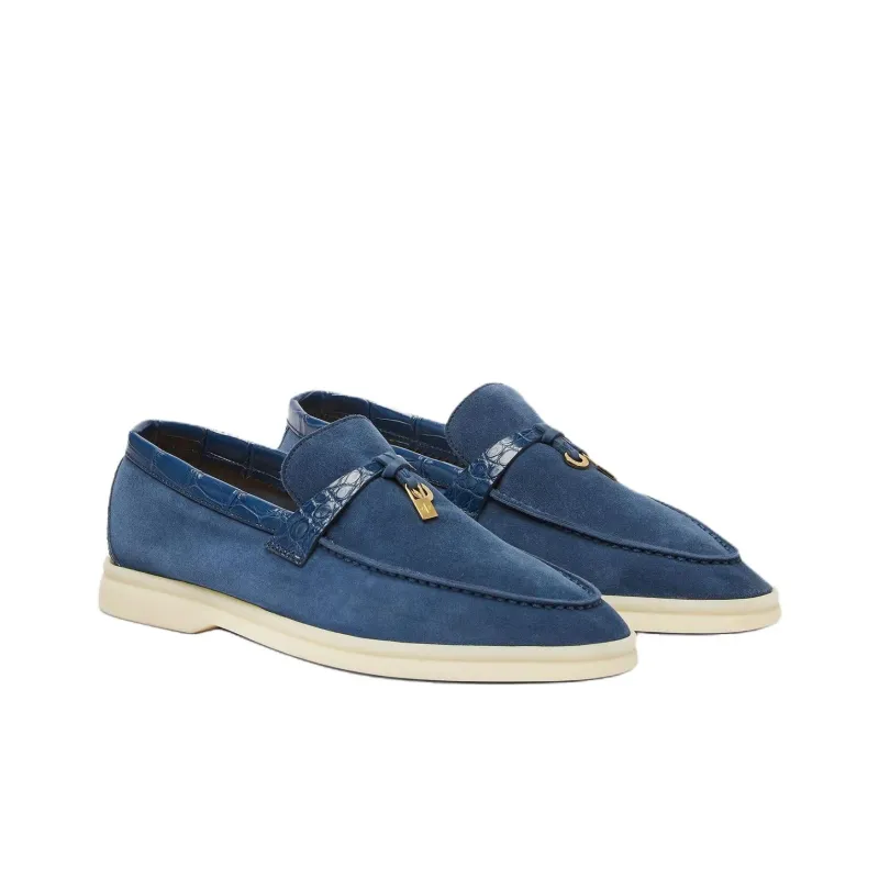 Loro Piana Summer Charms Walk Loafers Women's Sea Blue-2