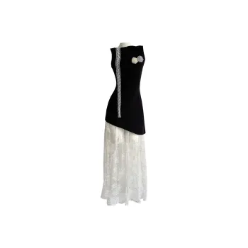 Icicofficial Slip Dress Women's Black Apricot