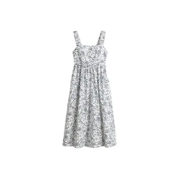 H&M Slip Dress Women's White/Blue Pattern