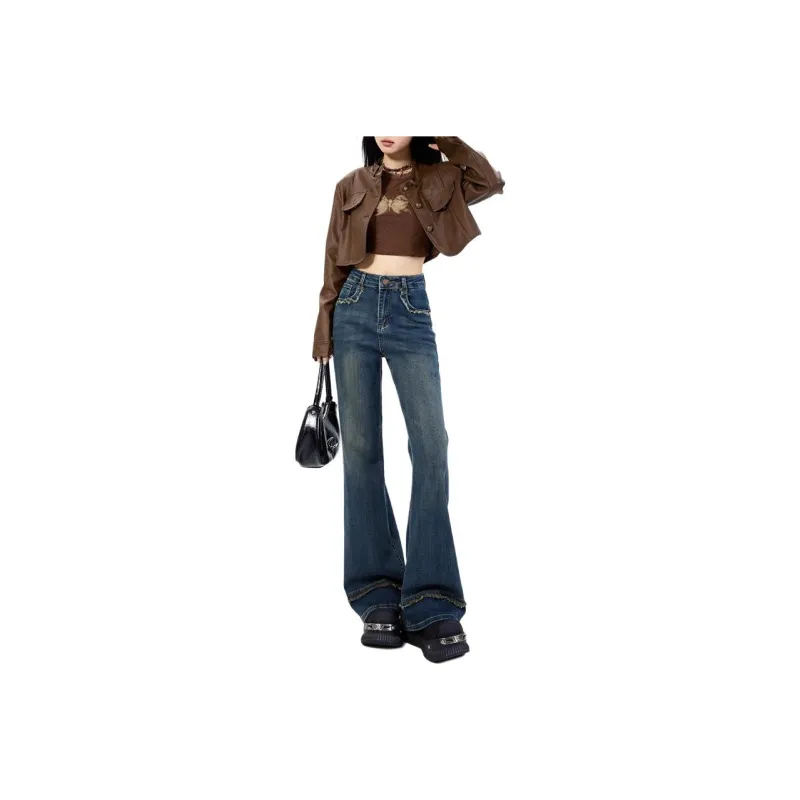 YINLEI Jeans Women's Vintage Blue-0