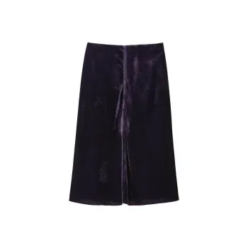 OVV Casual Short Skirts Women's Dark Purple Solid Color B5