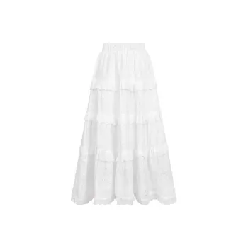 GLEE DIARY Casual Long Skirt Women's White