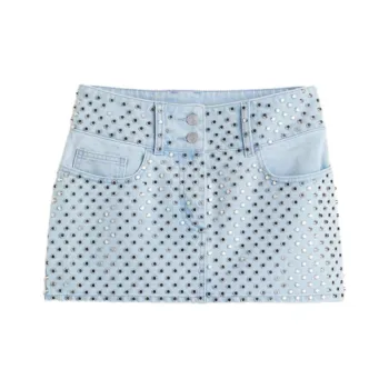 H&M Denim Short Skirts Women's Light Denim Blue