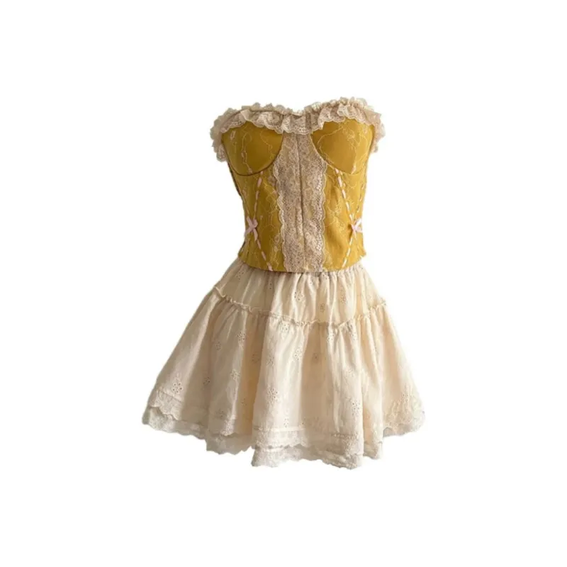 AFGGD Sleeveless Dress Women's Yellow-0