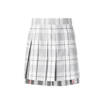 THOM BROWNE Checked Pleated Skirt