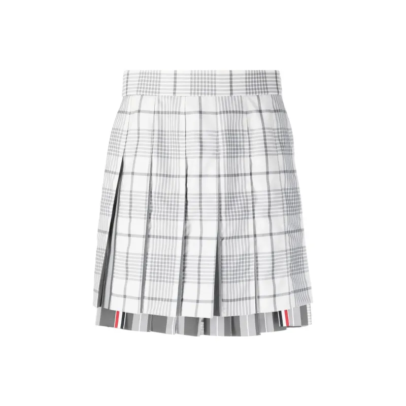 THOM BROWNE Checked Pleated Skirt-0
