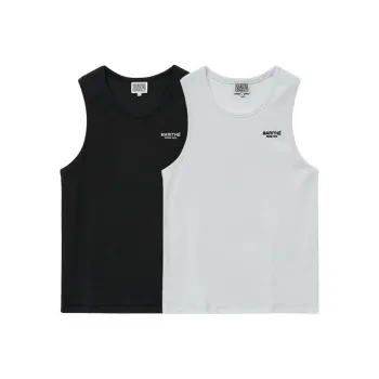 MARITHE FRANCOIS GIRBAUD Summer Sleeveless T Shirts Women's Solid Color Crew Neck Short Sleeved Shirt Women's 2 Pack