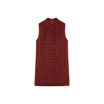 Mo Han Yi Mei Sleeveless Dress Women's Burgundy